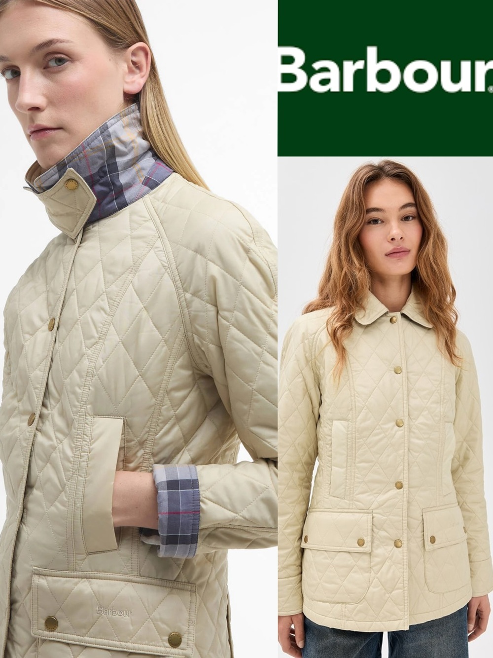 Minimalist! Barbour best seller! Beadnell quilted jacket in Pearl (beige)size 14